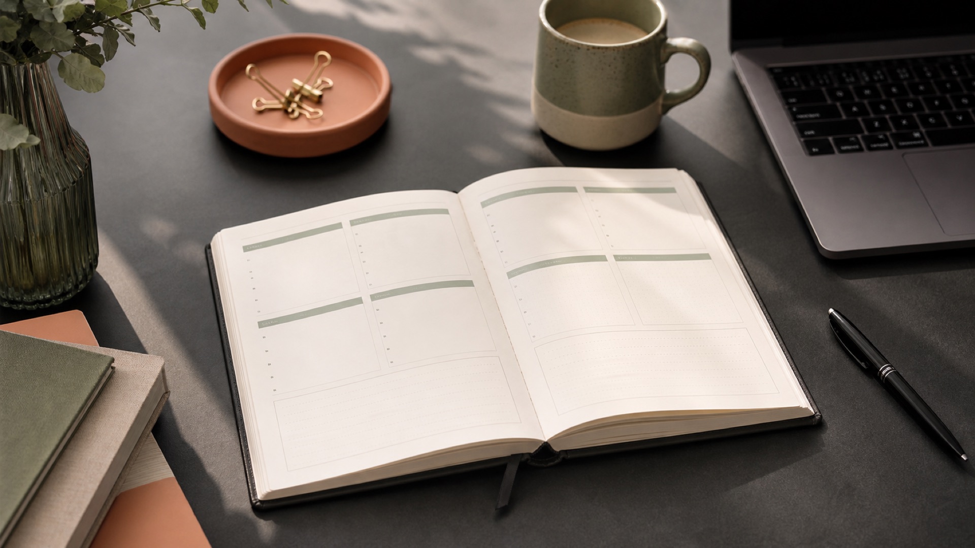 Agenda hebdomadaire organisé sur un bureau professionnel
