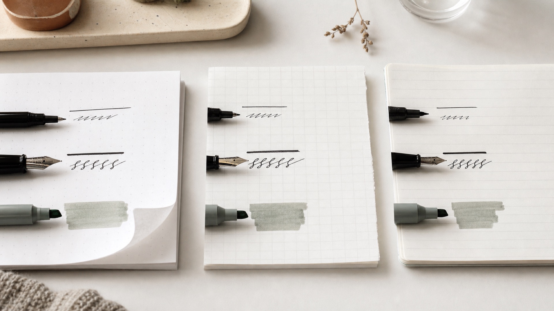 Comparaison de papiers de carnets avec différents grammages