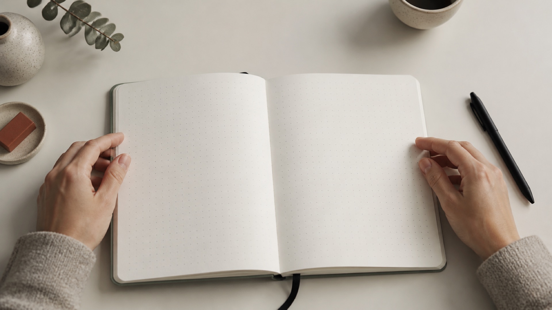 Première page blanche d’un carnet prête à être utilisée