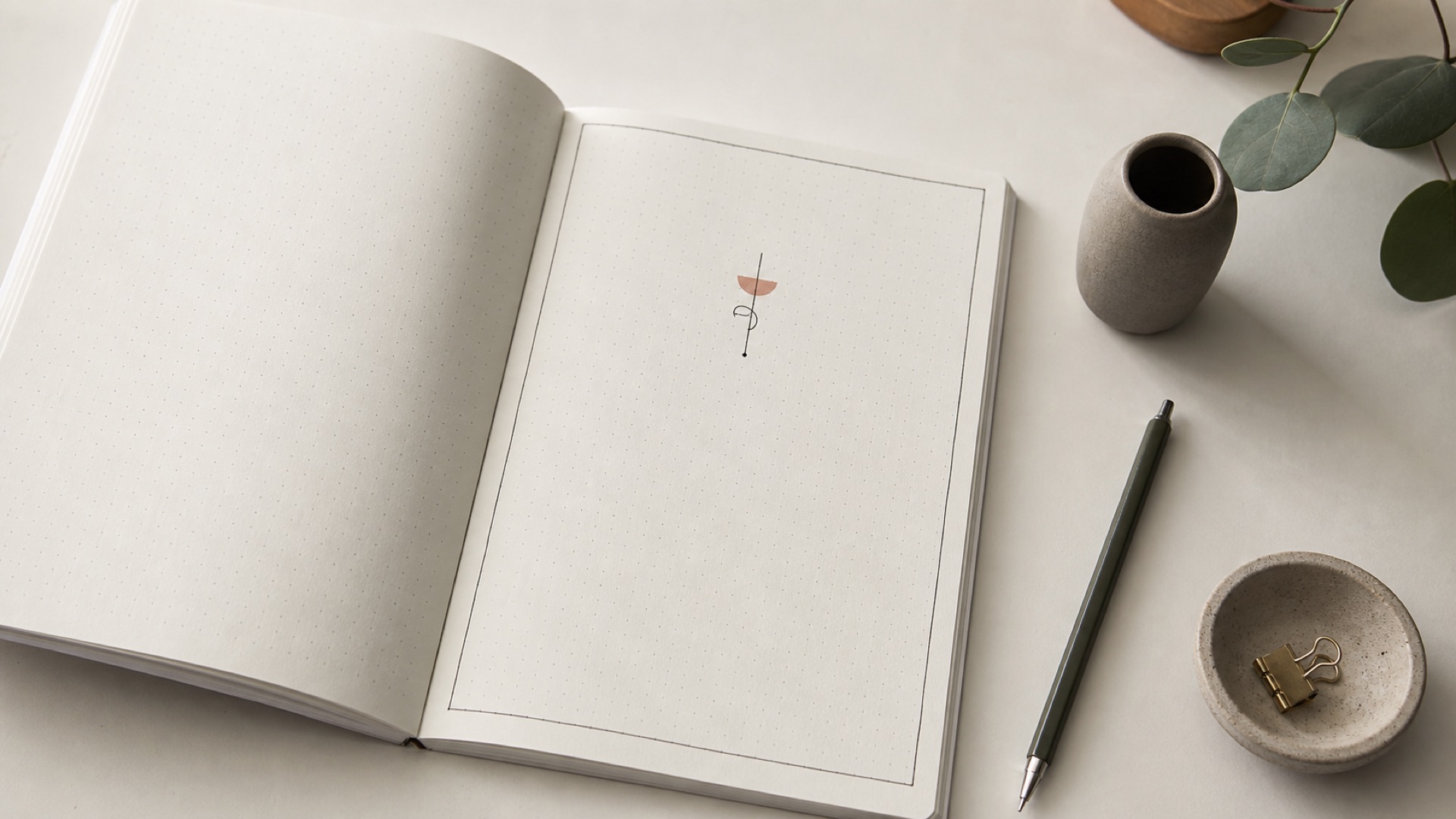 Page de garde minimaliste dans un bullet journal