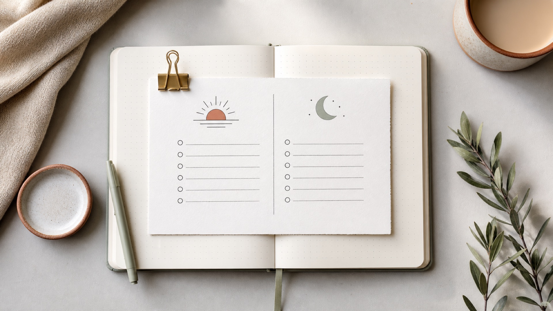 Fiche de routines matin et soir intégrée au bullet journal