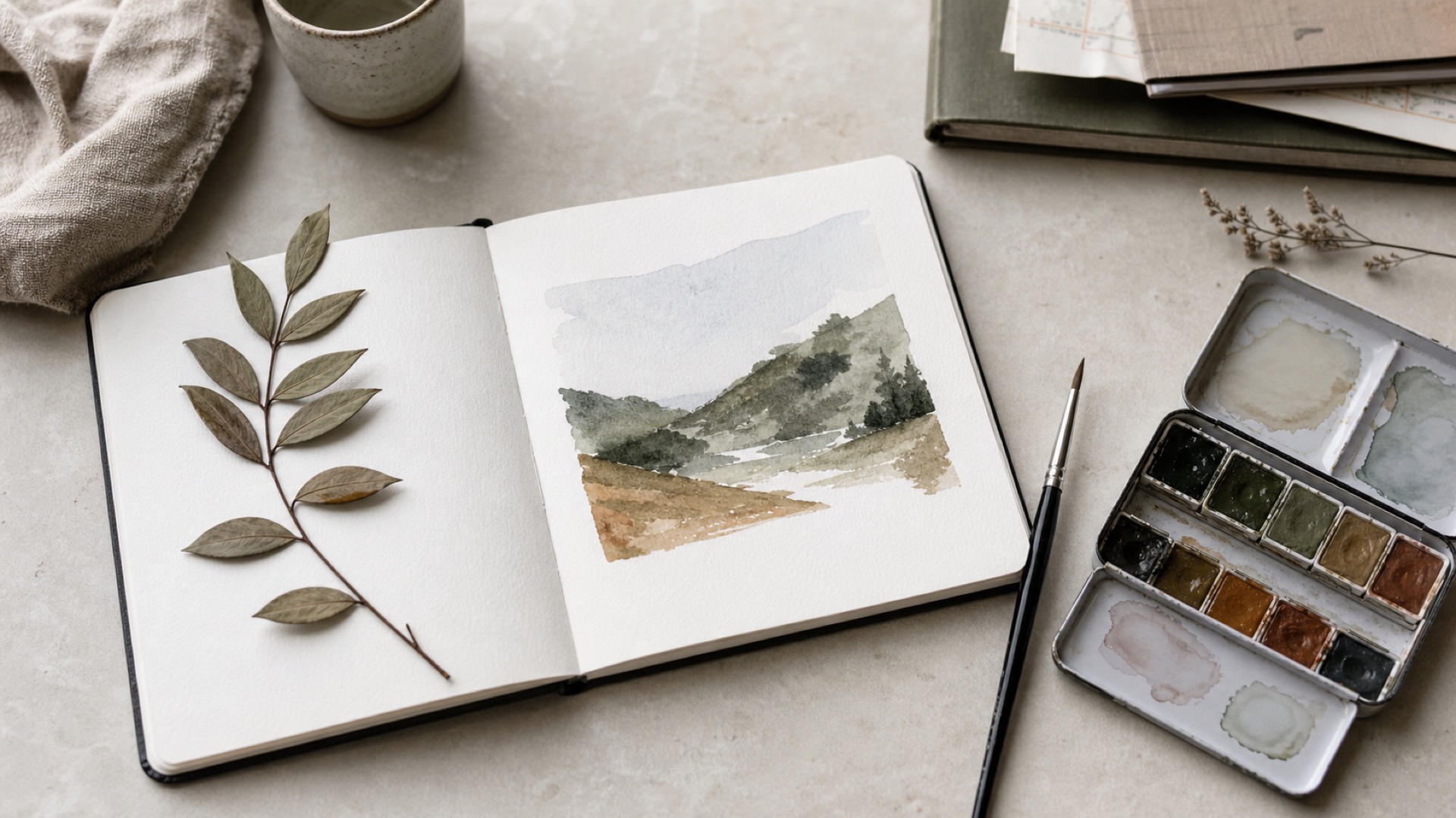 Double page créative dans un carnet de voyage