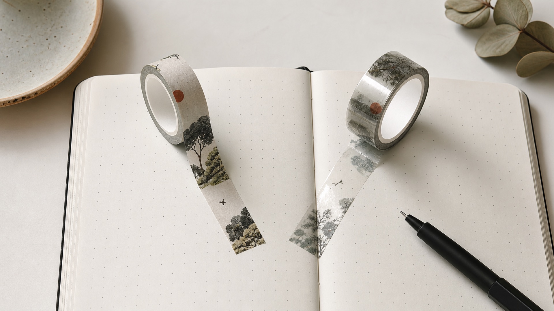 Comparaison visuelle entre washi tape et ruban décoratif transparent